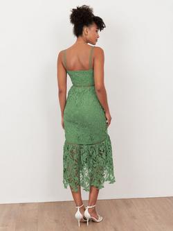 Maya Deluxe Lace Cami Midi Dress, Mid Green - view 2, Mid Green
