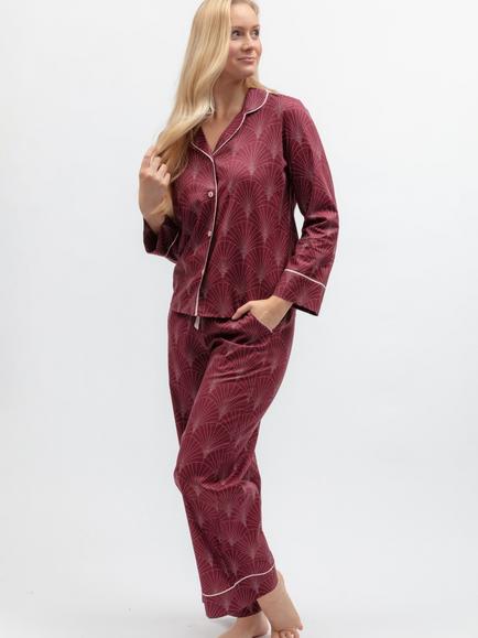 Cyberjammies Geo Print Button Down Long Pyjama Set, Berry, Berry