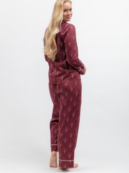 Cyberjammies Geo Print Button Down Long Pyjama Set, Berry - view 2, Berry