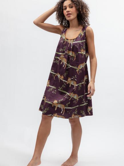 Cyberjammies Slumber Leopard Nightdress, Plum, Plum