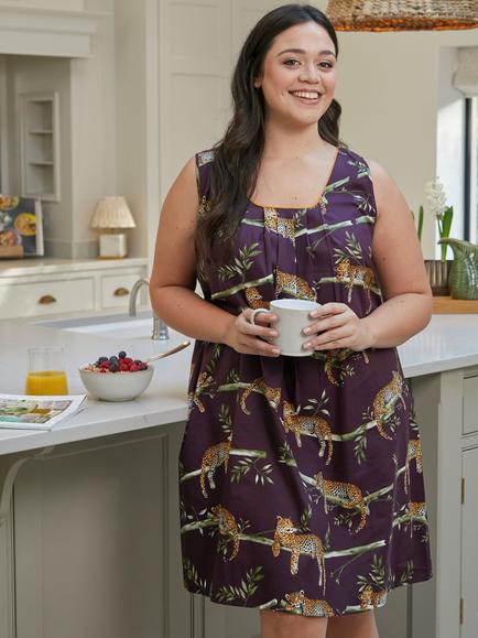 Cyberjammies Slumber Leopard Nightdress, Plum, Plum