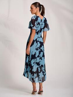 Jolie Moi Floral Pleated Chiffon Maxi Dress - view 2, Blue