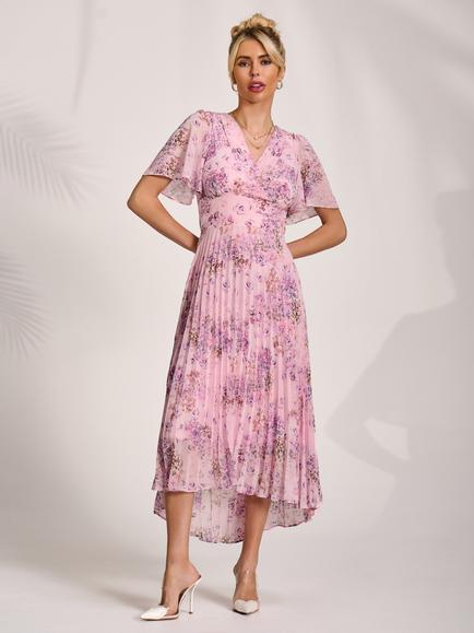 Jolie Moi Pleated Skirt Midi Dress, Pink