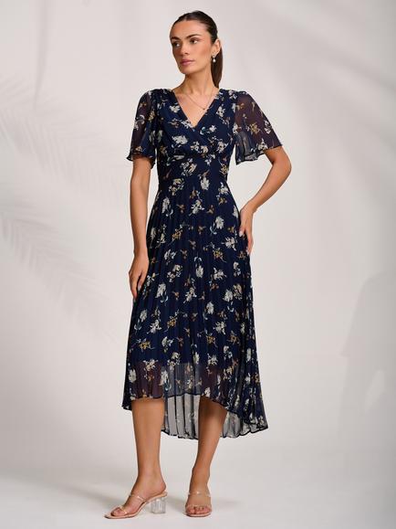 Jolie Moi Floral Pleated Maxi Dress, Multi