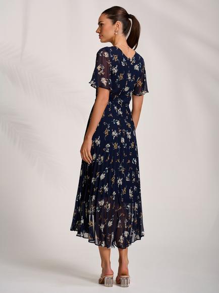 Jolie Moi Floral Pleated Maxi Dress - view 2, Multi