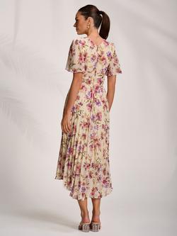 Jolie Moi Floral Pleated Maxi Dress - view 2, Cream