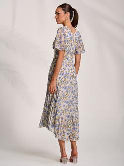 Jolie Moi Floral Pleated Maxi Dress - view 2, Blue