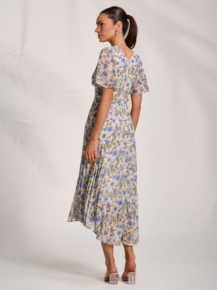 Jolie Moi Floral Pleated Maxi Dress - view 2, Blue