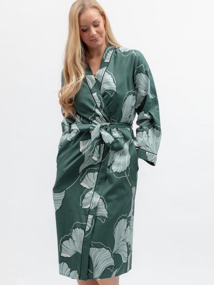 Cyberjammies Grace Floral Dressing Gown, Green, Green