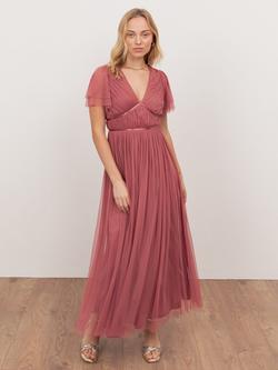 Anaya With Love Tulle Ribbon Detail Midaxi Dress, Faded Rose, Faded Rose