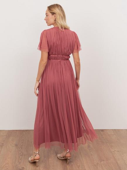 Anaya With Love Tulle Ribbon Detail Midaxi Dress, Faded Rose - view 2, Faded Rose