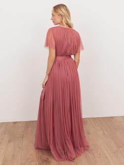 Anaya With Love Tulle Faux Wrap Short Sleeve Maxi Dress, Faded Rose - view 2, Faded Rose
