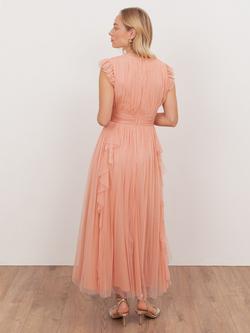 Anaya With Love V-Neck Flutter Shoulder Ruffle Maxi Dress, Peach - view 2, Peach