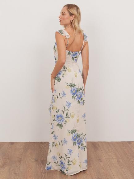Anaya With Love V-Neck Ruffle Shoulder Floral Maxi Dress, Multi - view 2, Multi