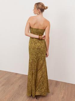 Anaya With Love Bandeau Floral Burn Out Maxi Dress, Golden Olive - view 2, Golden Olive