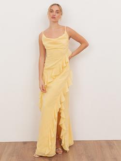 Anaya With Love Cowl Neck Tiered Ruffle Maxi Dress, Butter Yellow, Butter Yellow