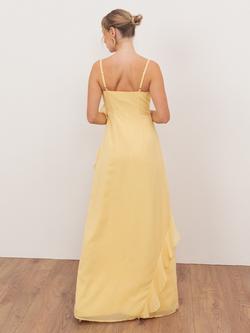 Anaya With Love Cowl Neck Tiered Ruffle Maxi Dress, Butter Yellow - view 2, Butter Yellow