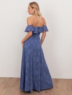 Anaya With Love Bardot Neck Floral Burn Out Maxi Dress, Azure Blue - view 2, Azure Blue