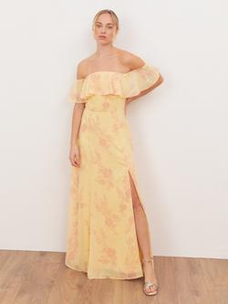 Anaya With Love Floral Bardot Maxi Dress, Yellow, Yellow