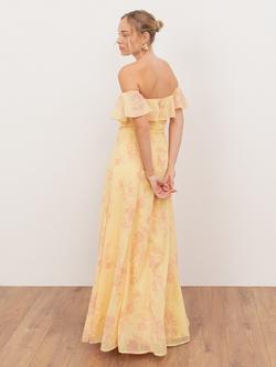 Anaya With Love Floral Bardot Maxi Dress, Yellow - view 2, Yellow