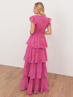 Anaya With Love Floral Tiered Maxi Dress, Hot Pink - view 2, Hot Pink