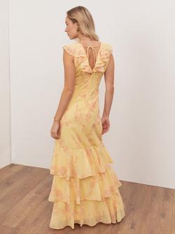 Anaya With Love Floral Ruffle Hem Maxi Dress, Yellow/Pink - view 2, Yellow/Pink