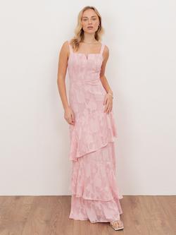 Anaya With Love Floral Asymmetric Ruffle Maxi Dress, Peony Pink, Peony Pink