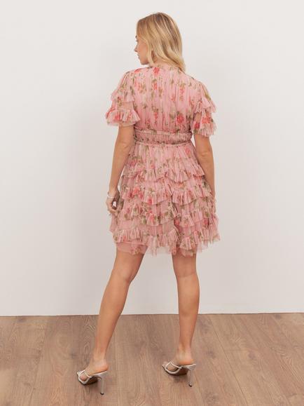 Anaya With Love Floral Ruffle Tulle Mini Dress, Pink - view 2, Pink