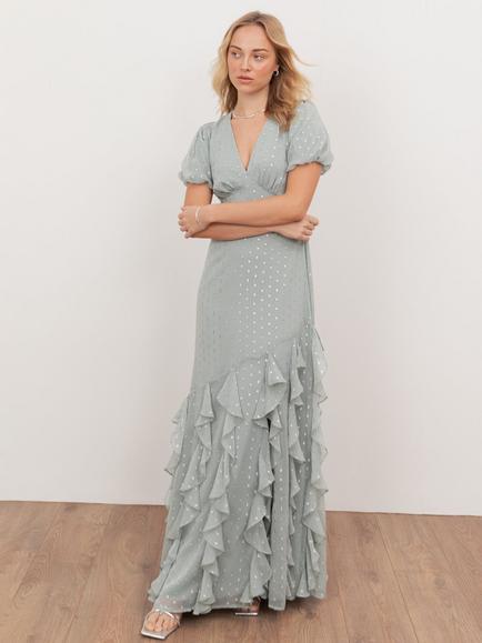 Anaya With Love Ruffle Puff Sleeve Maxi Dress, Cloud Blue, Cloud Blue