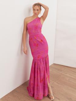 Anaya With Love Floral One Shoulder Maxi Dress, Hot Pink, Hot Pink