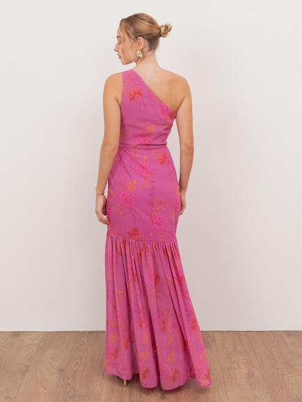 Anaya With Love Floral One Shoulder Maxi Dress, Hot Pink - view 2, Hot Pink