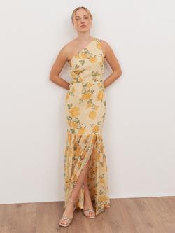 Anaya With Love Floral One Shoulder Maxi Dress, Yellow, Yellow
