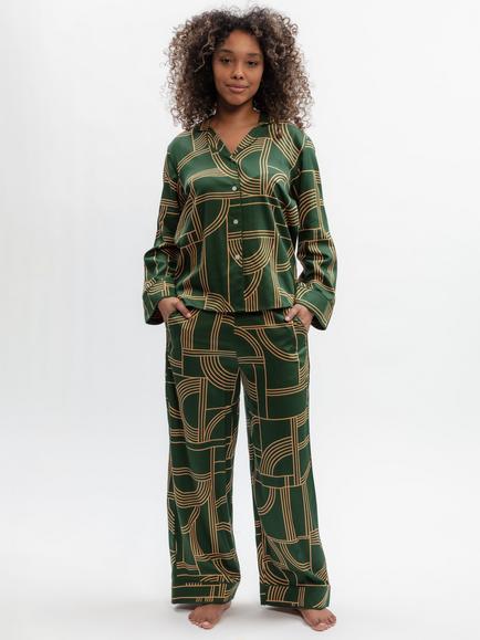 Fable & Eve Geometric Print Pyjamas, Emerald, Emerald