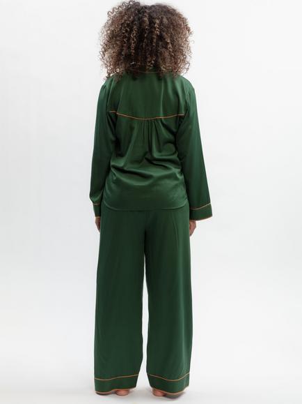 Fable & Eve Wide Leg Pyjama Set, Emerald - view 2, Emerald
