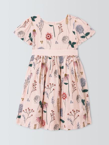 John Lewis Heirloom Collection Kids' Floral Embroidered Dress, Mauve Morn, Mauve Morn