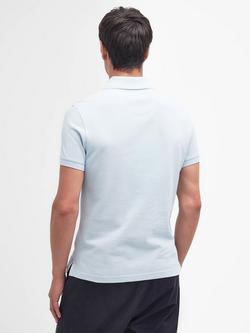 Barbour Cotton Regular Fit Tartan Insert Pique Polo Shirt - view 2, Niagara Mist