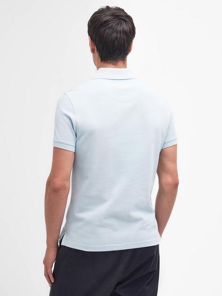 Barbour Cotton Regular Fit Tartan Insert Pique Polo Shirt - view 2, Niagara Mist