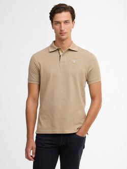 Barbour Cotton Regular Fit Tartan Insert Pique Polo Shirt, Washed Stone