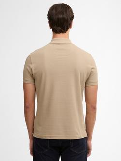 Barbour Cotton Regular Fit Tartan Insert Pique Polo Shirt - view 2, Washed Stone