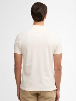 Barbour Cotton Regular Fit Tartan Trim Pique Polo Shirt, Whisper White/Classic - view 2, Whisper Wht/Classic