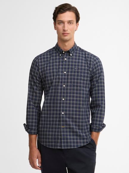 Barbour Bramwell Long-Sleeved Tailored Fit Check Shirt, Navy, Navy