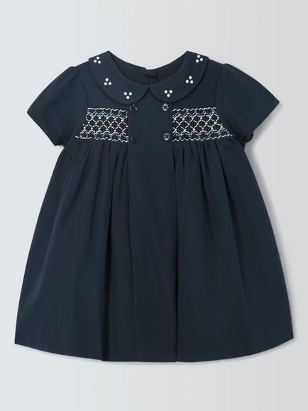 John Lewis Heirloom Collection Baby Smocked Dress, Dark Sapphire, Dark Sapphire