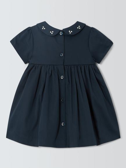John Lewis Heirloom Collection Baby Smocked Dress, Dark Sapphire - view 2, Dark Sapphire