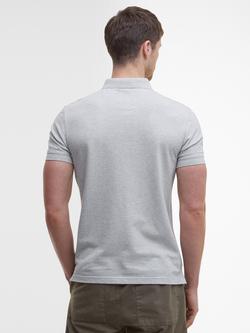 Barbour Blaine Cotton Regular Fit Short Sleeve Polo Shirt, Grey Marl - view 2, Grey Marl