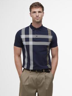 Barbour Blain Cotton Tailored Fit Short Sleeve Polo Shirt, Navy/Pine