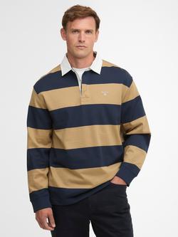 Barbour Broome Cotton Rugby Shirt, Navy/Trench, Navy/Trench