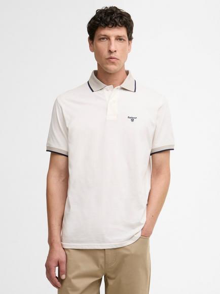 Barbour Cornsay Cotton Tailored Fit Short Sleeve Polo Shirt, Whisper White, Whisper White