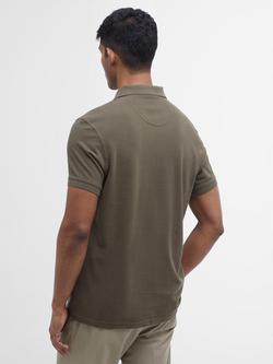 Barbour Essential Sport Cotton Regular Fit Pique Polo Shirt - view 2, Dark Olive