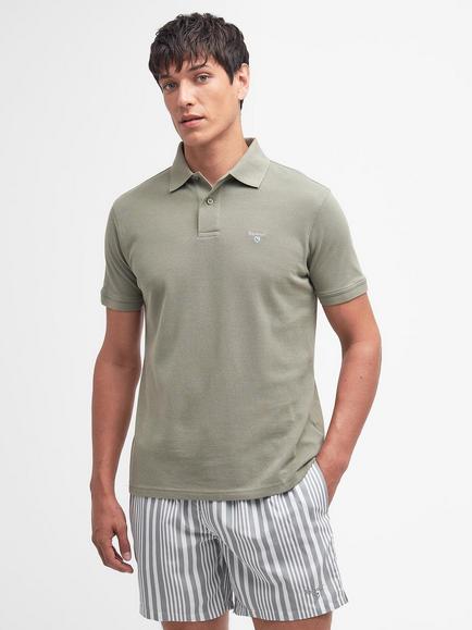 Barbour Essential Sport Cotton Regular Fit Pique Polo Shirt, Dusty Green