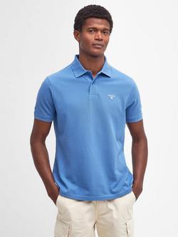 Barbour Essential Sport Cotton Regular Fit Pique Polo Shirt, Federal Blue